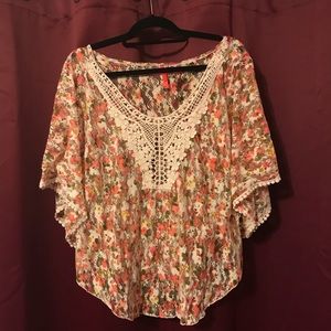 Loose floral lace blouse 1X